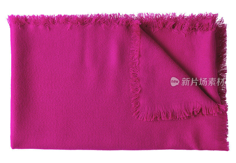 紫红色的折叠羊毛披肩毯孤立在白色上
