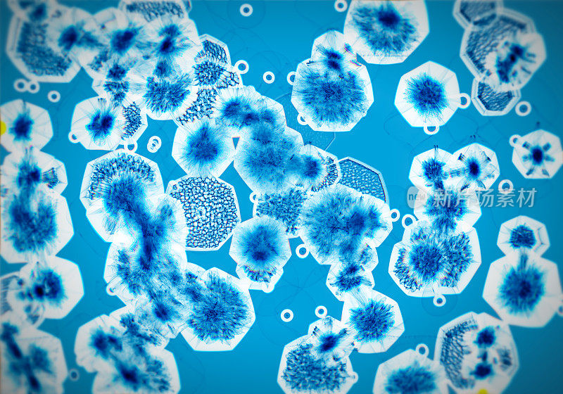 微观蓝色细菌背景