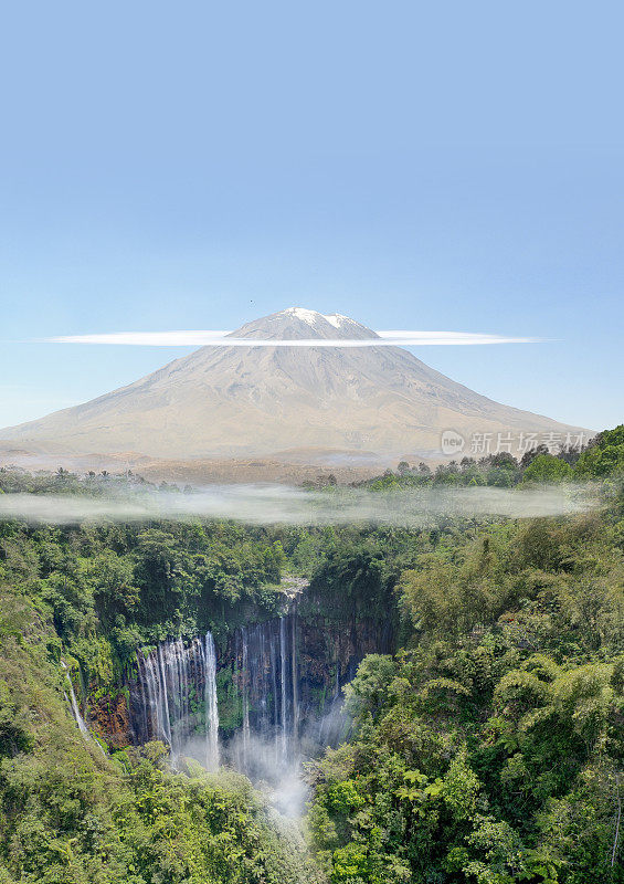 印度尼西亚的瀑布、火山和热带雨林