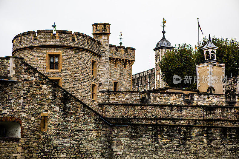 英国伦敦市中心的伦敦塔城堡砖式建筑