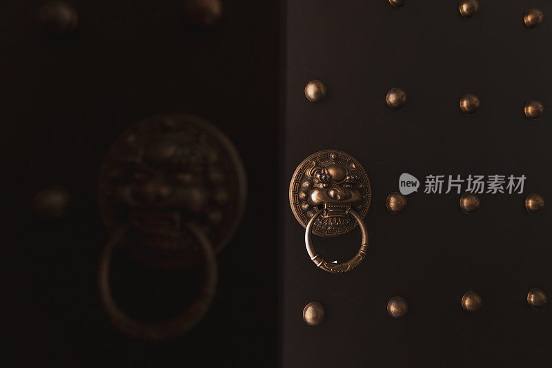 中国古代传统设计的舞狮学校的门