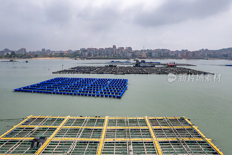 海洋水产养殖临时建筑鸟瞰图