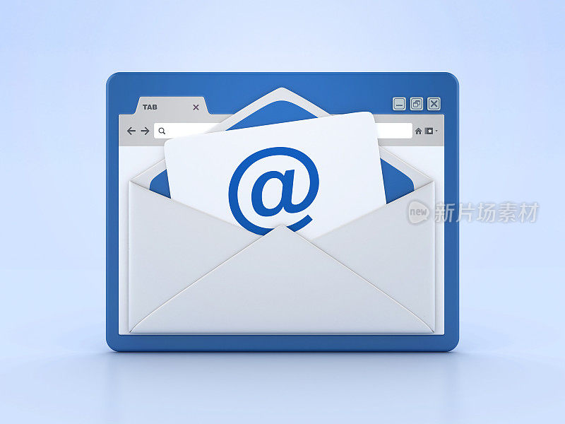 3D电子邮件信封与互联网浏览器