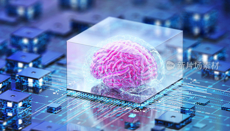 人工智能思维。概念数字大脑。人工智能芯片