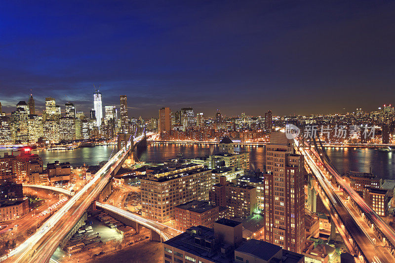 纽约市夜间鸟瞰图