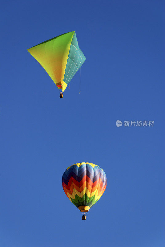 两个气球在晴朗的蓝天