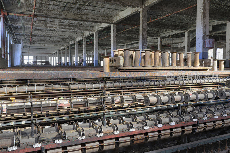 纺织厂织造机械，关闭和废弃的美国工厂