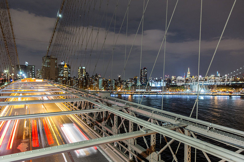 布鲁克林大桥和曼哈顿之夜，纽约市