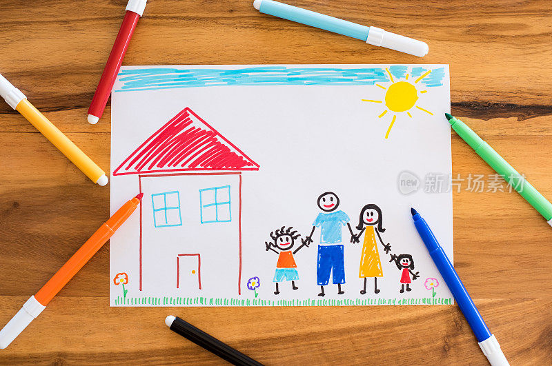 幸福家庭与孩子画画
