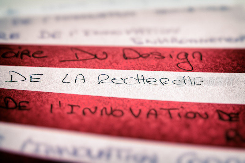 红包纸重点研究和创新不同概念的法文手写字