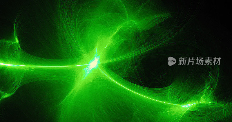 绿色抽象线曲线粒子背景