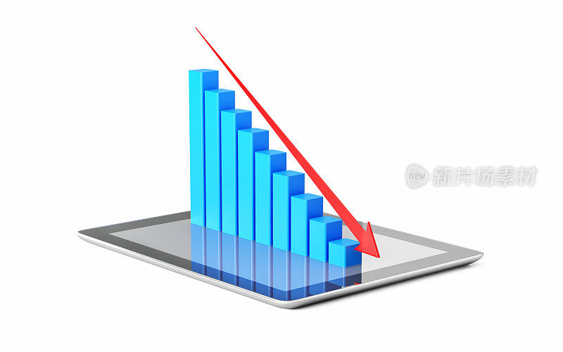 财务图表和图表被投影从一个数字平板电脑