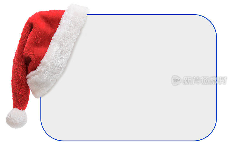 圣诞老人帽在一个空白的公告牌与复制空间(孤立在白色)