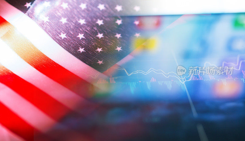 股票趋势监测与美国国旗