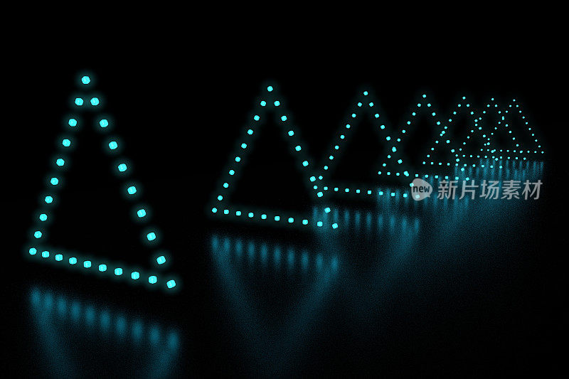 一排三角形蓝色LED灯