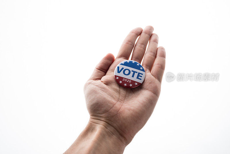 投票选举徽章按钮为2020背景，投票美国2020