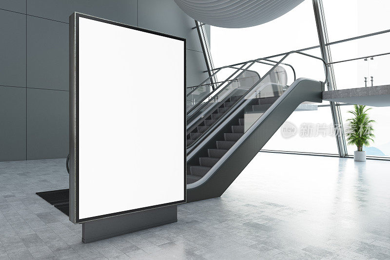 机场或商场的自动扶梯空广告牌