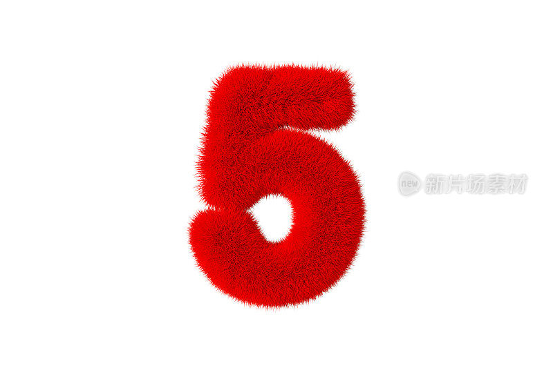 五号，白色背景，红色蓬松，毛茸茸