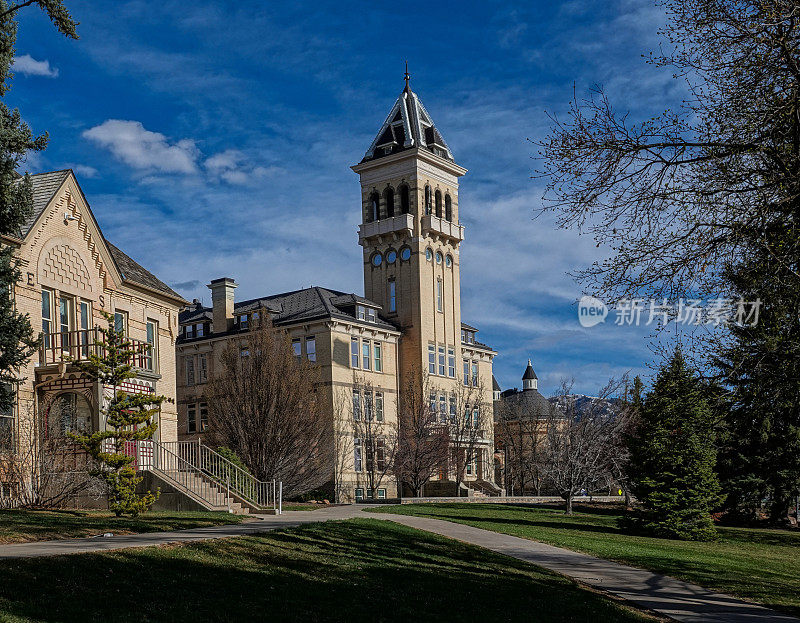 历史性旧主。犹他州立大学校园，洛根，犹他州。