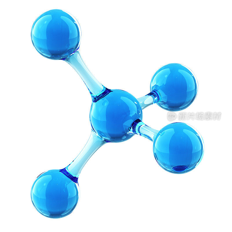 蓝色的分子。孤立在白色背景上