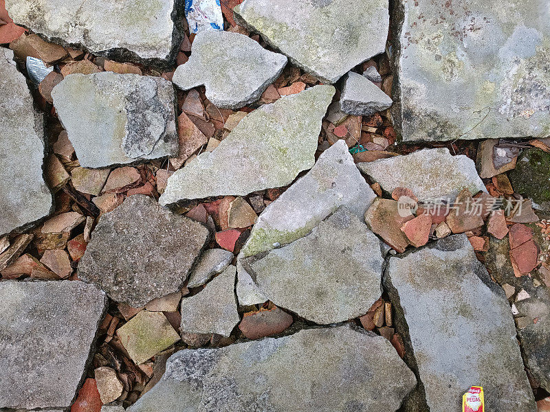纹理背景，水泥石平面图案纹理和染色，砖砖碎片