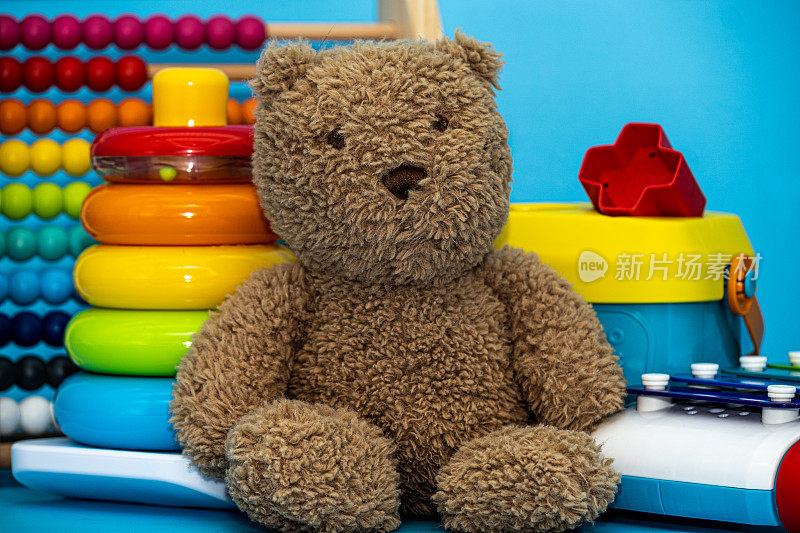 经典儿童玩具-泰迪熊填充闷动物植物算盘环堆叠机木琴形状分类机