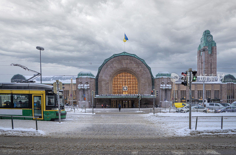冬天的赫尔辛基中央火车站
