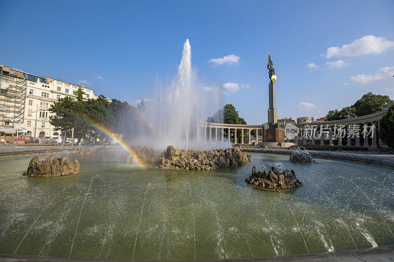 在奥地利维也纳的施瓦岑贝格广场的Hochstrahlbrunnen