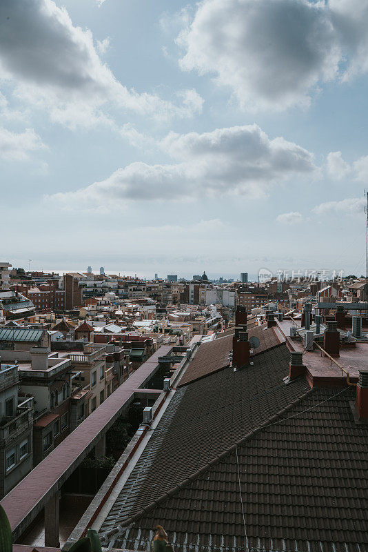 巴塞罗那的景色，巴塞罗那城市的屋顶平面图