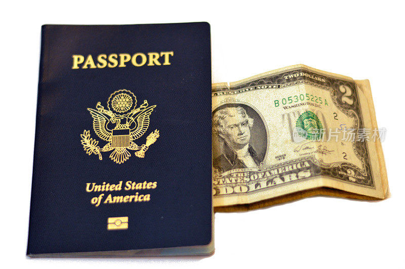 美国护照，是发给美国公民和国民的护照，旅游，旅游的概念，美国签证和前往其他国家旅行，