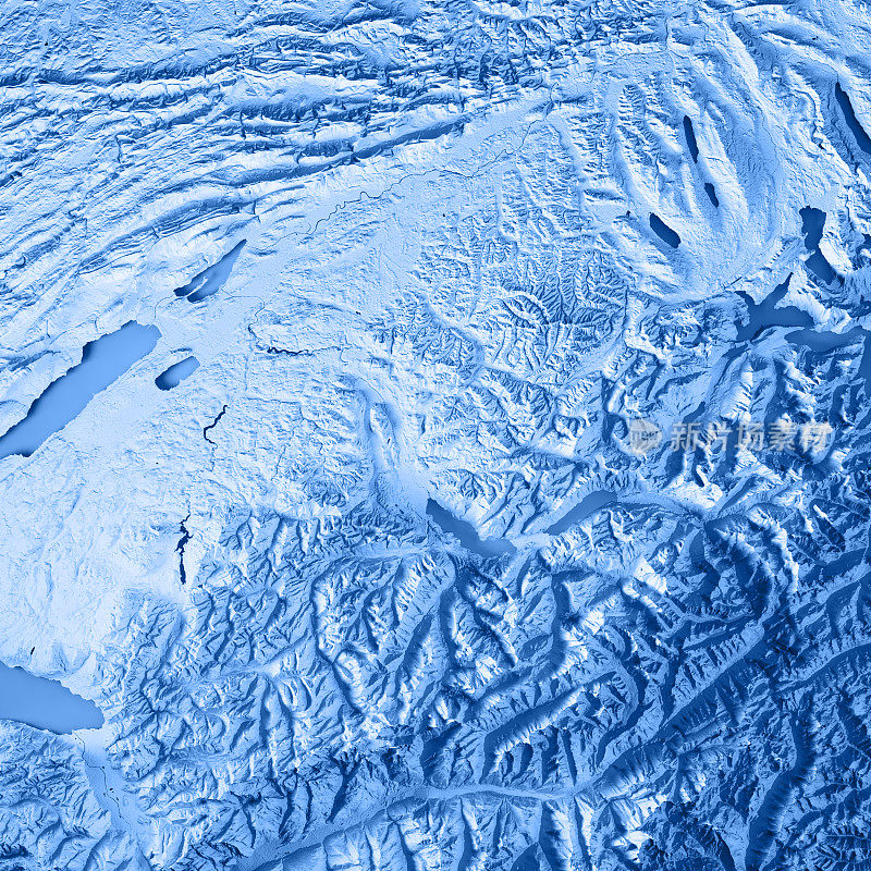 伯尔尼广州瑞士3D渲染地形图蓝色