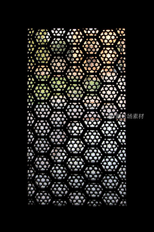 印度阿格拉的小泰姬陵的窗户装饰