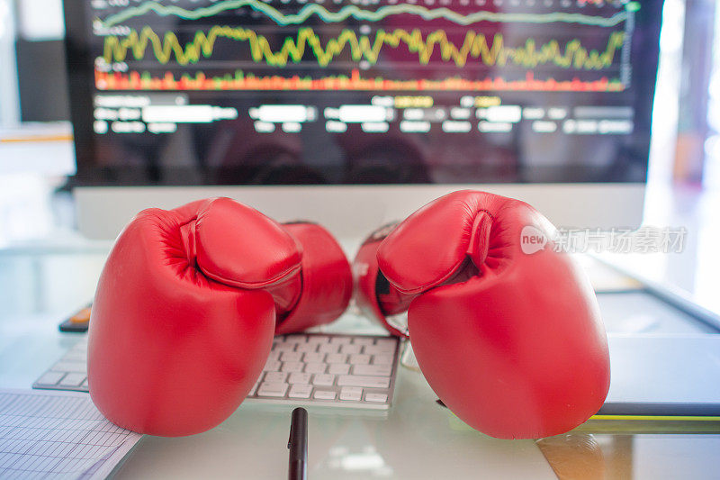 股票市场图表和办公室工作