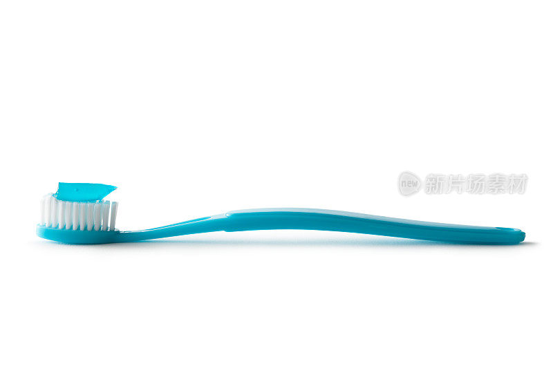 浴室:牙刷和牙膏隔离在白色背景