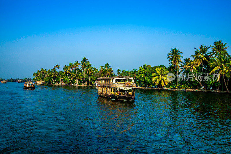 印度喀拉拉邦游艇。