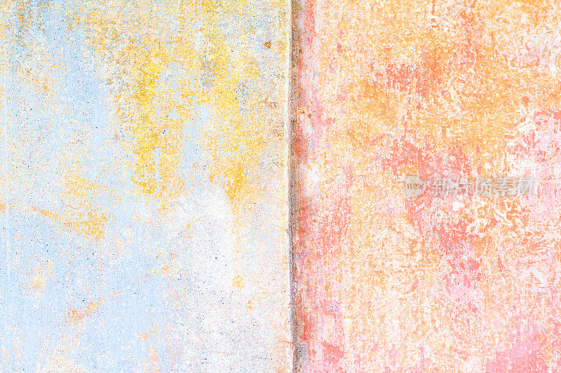 黄蓝粉斑驳的西西里墙壁背景纹理