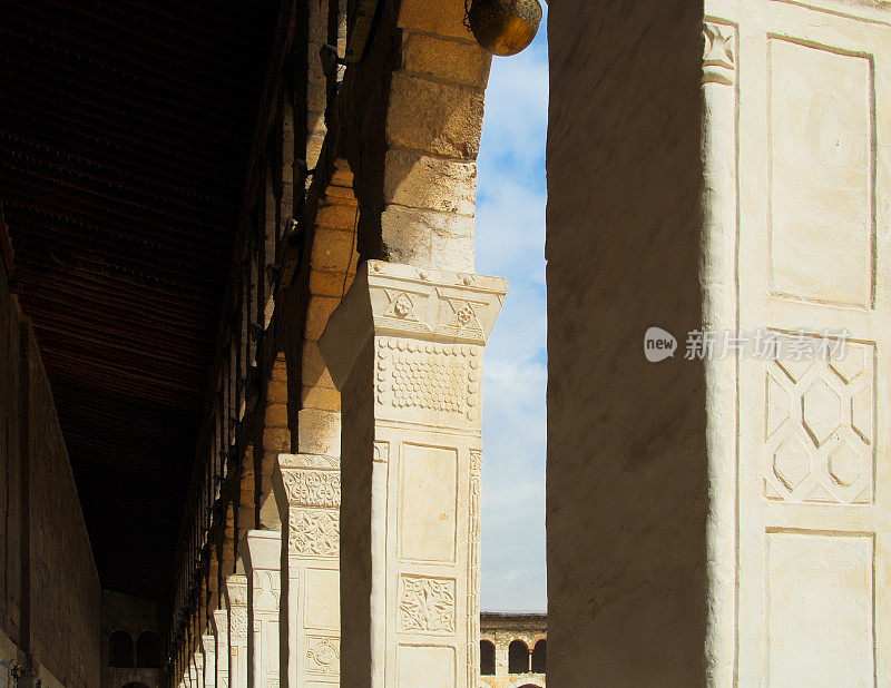 叙利亚大马士革:奥马亚德清真寺拱廊
