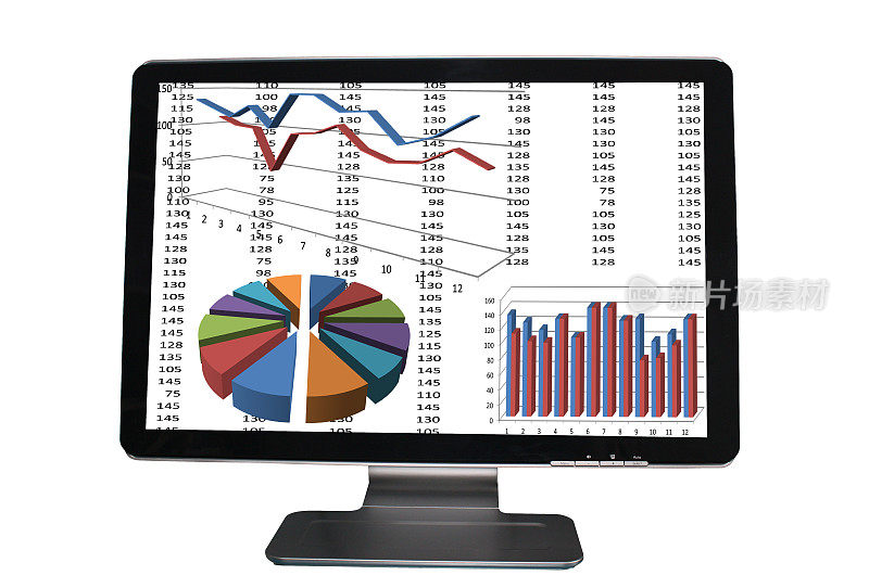 股票市场显示在电脑平面屏幕上