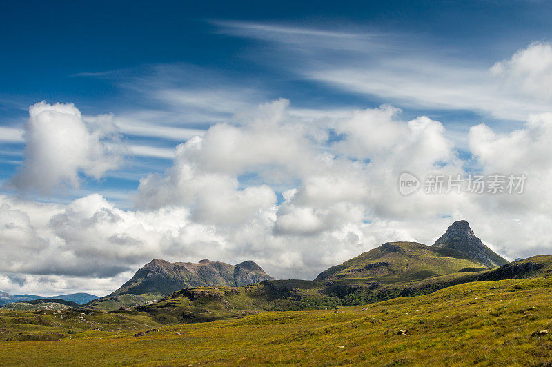 Assynt山的全景，苏格兰