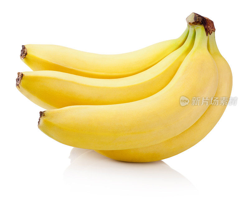 一串孤立在白色背景上的香蕉