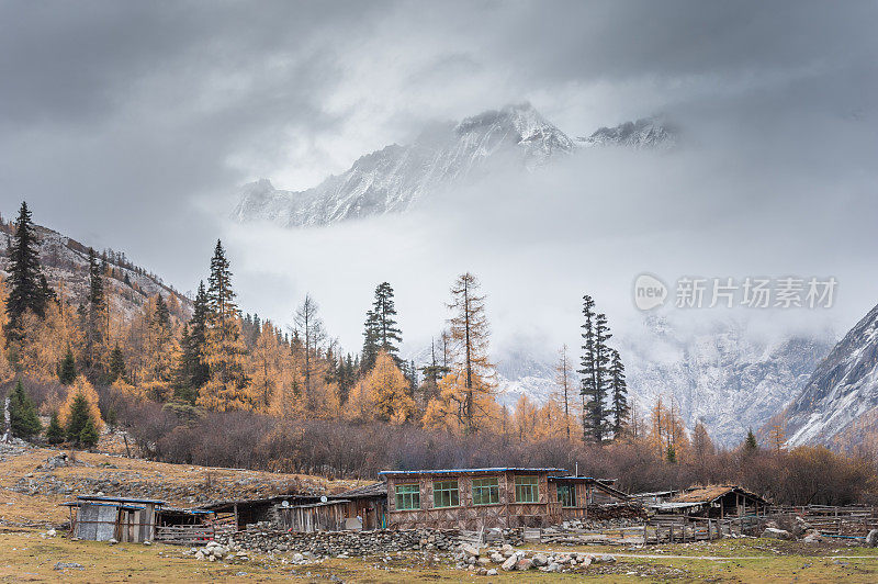 中国，西藏，四川，亚丁，香格里拉山，秋天的自然景观