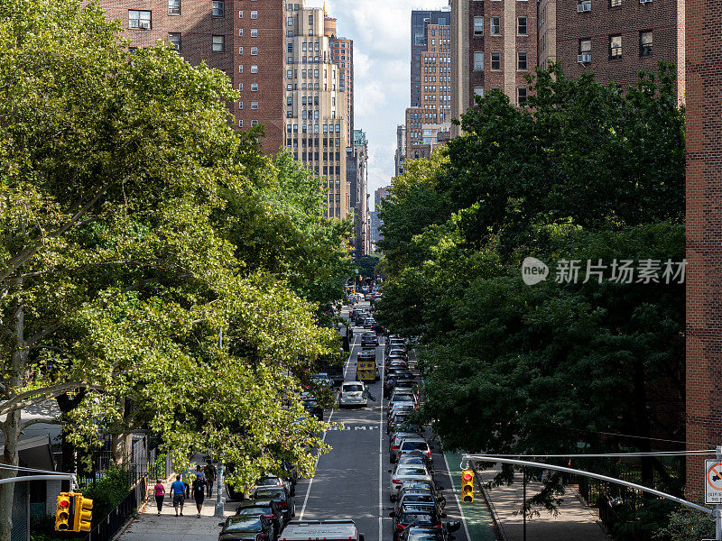 纽约曼哈顿切尔西街区街道的鸟瞰图