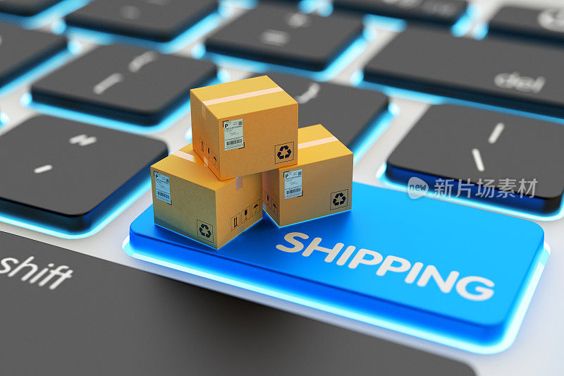 网上购物、网上购物、包裹递送和托运服务理念