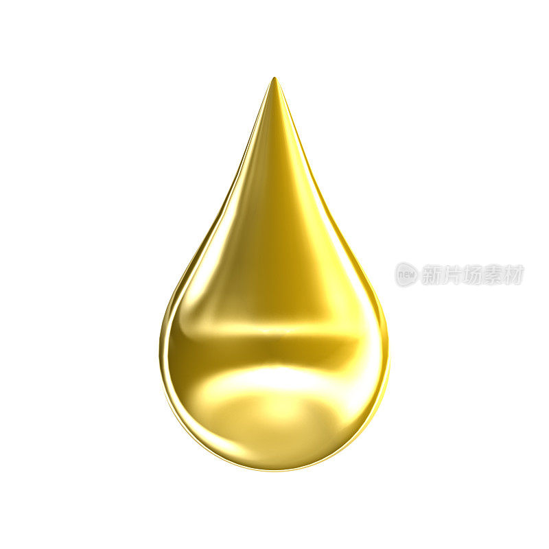 金色的油滴孤立在白色的背景