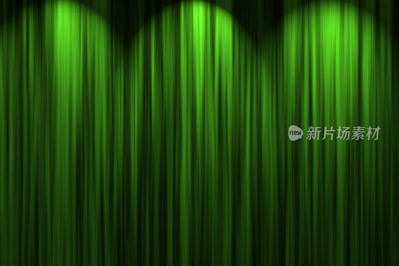 带聚光灯的绿色舞台幕布