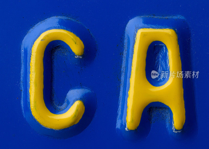 CA字母-加利福尼亚牌照的一部分