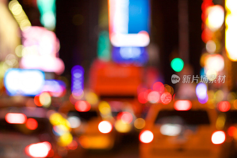 纽约时代广场的散焦夜景