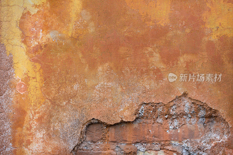橙色罗马墙纹理背景，罗马意大利