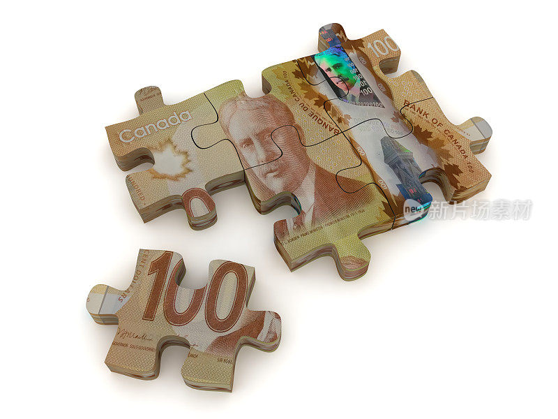 加拿大元货币拼图概念