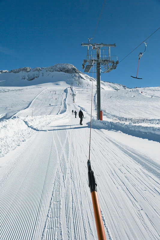 欧洲阿尔卑斯山的滑雪缆车